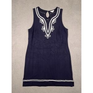 Crown & Ivy Curvy Women's Tank Dress Navy Blue 0X Rope‎ Art Sleeveless Stretchy